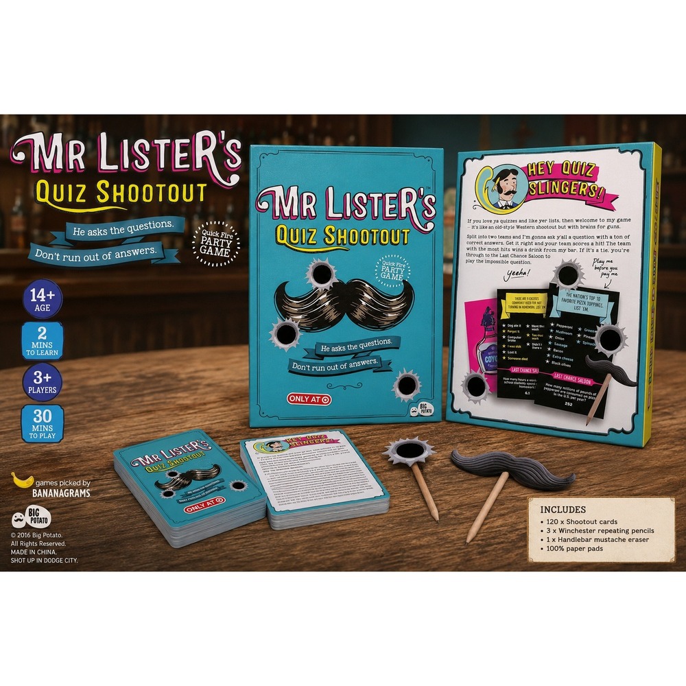 Big Potato Mr. Lister's Quiz Shootout Party Trivia Game‎ New Sealed Target Only